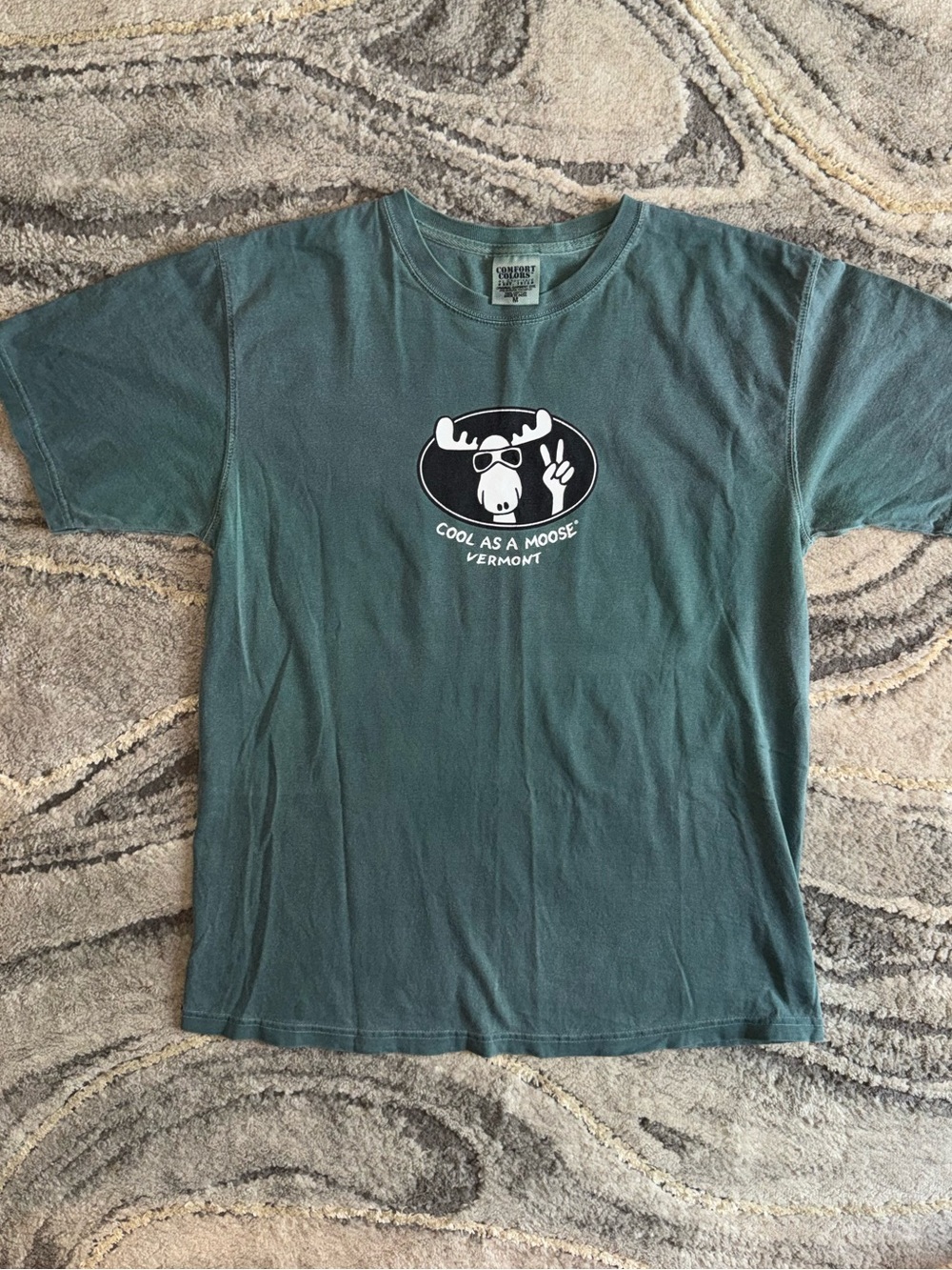 VINTAGE Comfort Colors Vintage Green 'Cool As A Moose' Graphic Tee